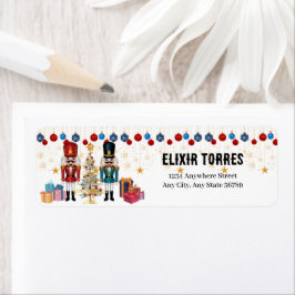 Festive jul Nutcracker Ornaments Baby Shower Returadress Etikett