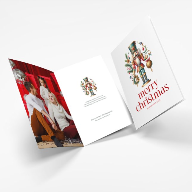 Festive jul Nutcracker Twp Anpassningsbar Photo Kort (Skapare uppladdad)