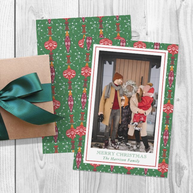 Festive jul Ornaments Mönster Photo Julkort (Skapare uppladdad)