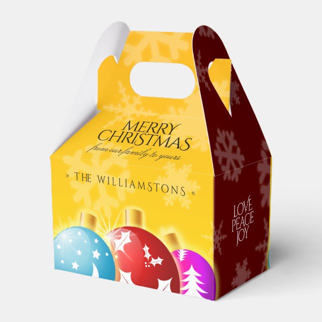 Festive jul Ornaments Snöflingor Red & Guld Presentaskar (Baksidan Sidan)