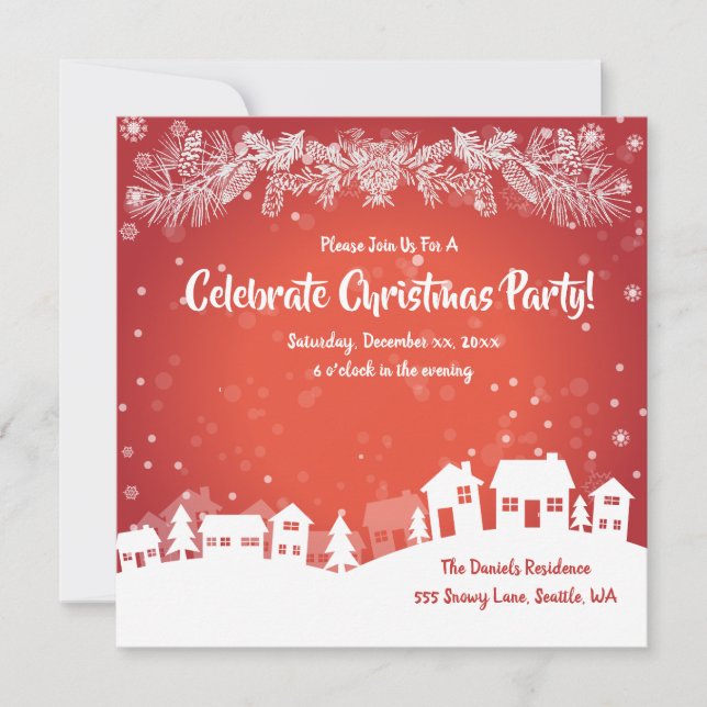 Festive jul Party, Red, White. Meddelande (Framsida)