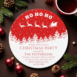 Festive jul Party Santa Red White Inbjudningar