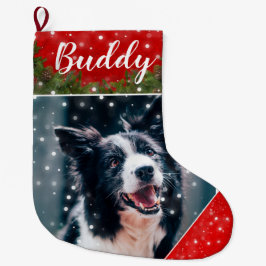 Festive jul Personlig Pet Photo Stocking Stor Julstrumpa