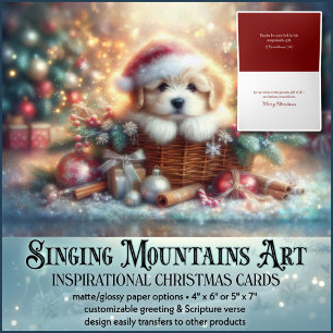 Festive jul Puppy Christian Bible Verse Helgkort