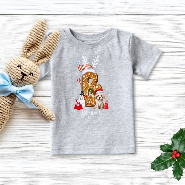 Festive jul Puppy Gingerbröd Brev B Boy T Shirt (Skapare uppladdad)