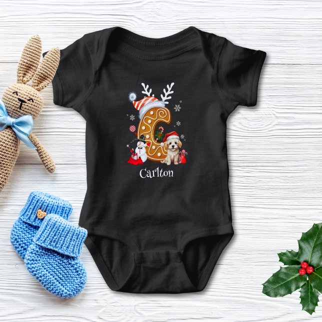 Festive jul Puppy Gingerbröd Brev C Boy T Shirt (Skapare uppladdad)