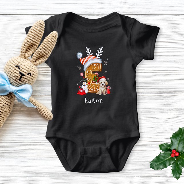 Festive jul Puppy Gingerbröd Brev E Boy T Shirt (Skapare uppladdad)