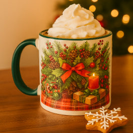 Festive jul Red Bow med Greenery Mugg