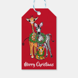 Festive jul safari, zebra giraffe lejon presentetikett