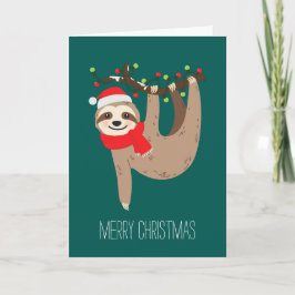 Festive jul Sloth Anpassningsbar Photo Helgkort