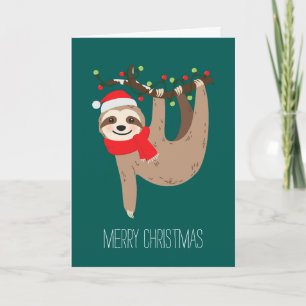 Festive jul Sloth Anpassningsbar Photo Helgkort