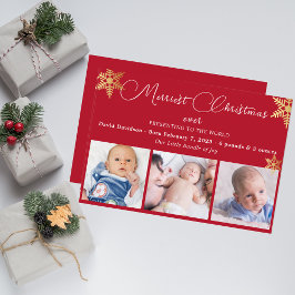 Festive jul Star Photo Baby Birth Announcing Julkort
