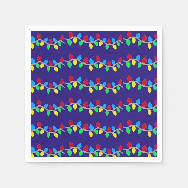 Festive jul String Ljus på Blue Pappersservett (Framsidan)