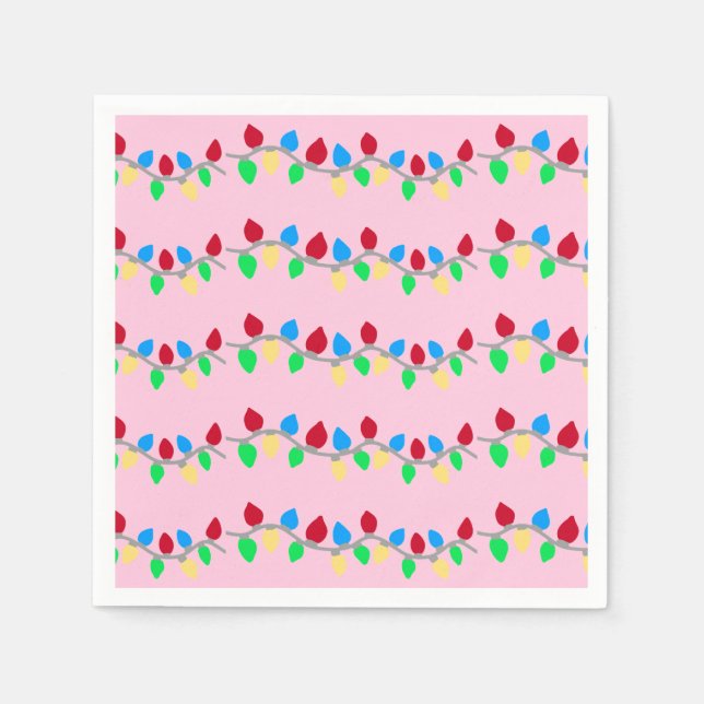 Festive jul String Ljus på Rosa Pappersservett (Framsidan)
