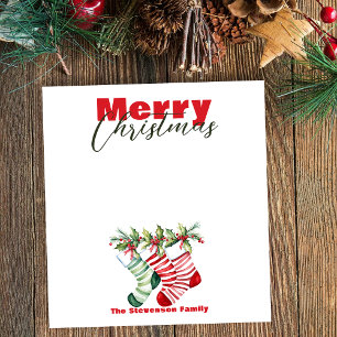 Festive jul Stripe Stockings with Greenery Anteckningsblock