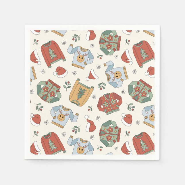 Festive jul Sweaters and Hats Mönster Pappersservett (Framsidan)