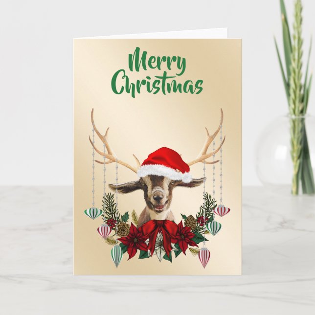 Festive jul Toggenburg Goat Kid Kort (Framsida)
