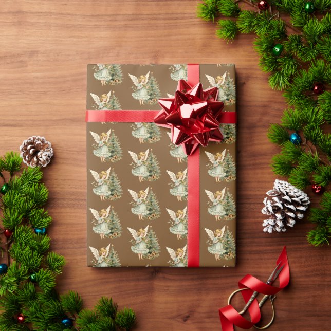 Festive jul - vattenfärgen Änglar Presentpapper (Julgåva)