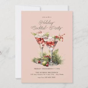 Festive jul Watercolor Cocktail Party Inbjudningar