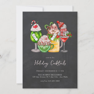Festive jul Watercolor Cocktail Party Inbjudningar