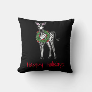 Festive jul Zebra, röd grönt Holly-andedräkt Kudde