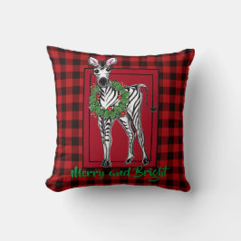 Festive jul Zebra, röd grönt Holly-andedräkt Kudde