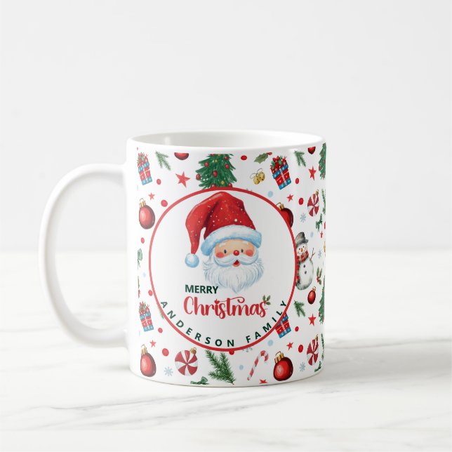 Festive Julafton Mönster-familjen Namn God jul Kaffemugg (Vänster)