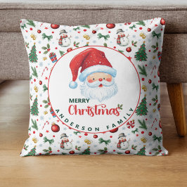Festive Julafton Mönster med Namn God jul Kudde