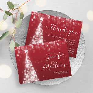 Festive Julafton Träd Silver Red Bröllop Tack Inbjudningar