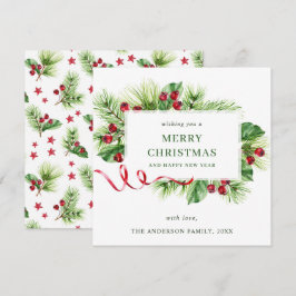Festive julbärskrans julhälsning julkort