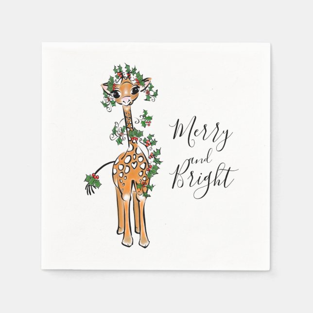 Festive-julgiraffe, röd grönt pappersservett (Framsidan)