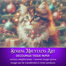 Festive Julgran Cat Decoupage