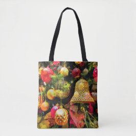 Festive Julgran Cheerful Artsy Collage Tote Tygkasse