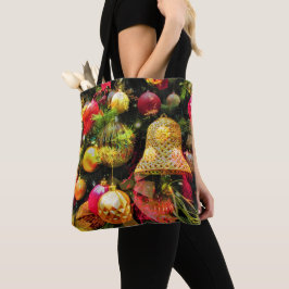 Festive Julgran Cheerful Artsy Collage Tote Tygkasse