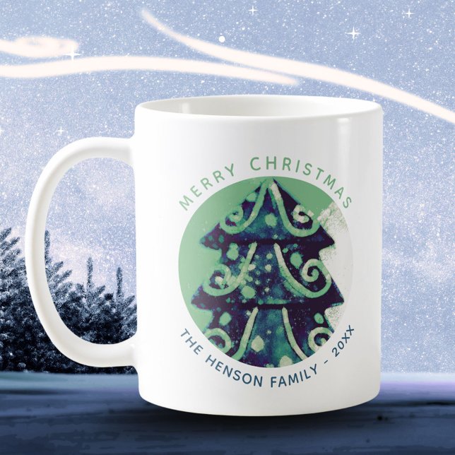 Festive Julgran Family Namn Kaffemugg (Skapare uppladdad)