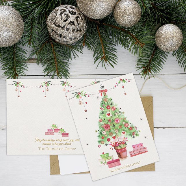 Festive Julgran & Gifts Corporate Helgdag Vykort (Festive Christmas Tree & Gifts Corporate Holiday Postcard)