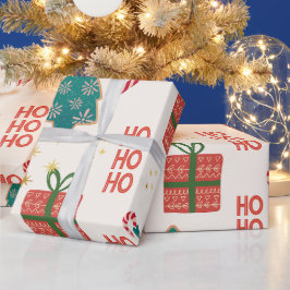 Festive Julgran grönt Red Vintage Retro Presentpapper