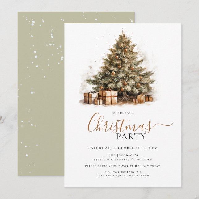 Festive Julgran Helgdag jul Party Inbjudningar (Fram/baksida)