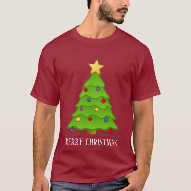 festive Julgran lägger till text T Shirt (Framsida)