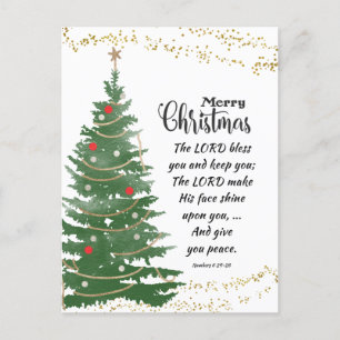 Festive Julgran Lord Bless You Bible Verse Helg Vykort