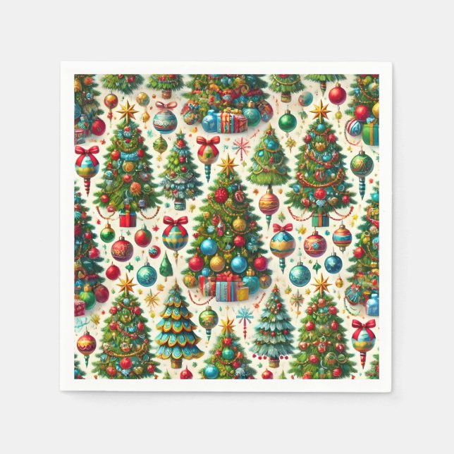 Festive Julgran Mönster Pappersservett (Framsidan)