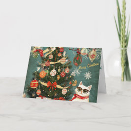 Festive Julgran och Cat Card Kort