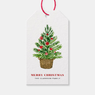 Festive Julgran på Basket-julen Wicker Presentetikett