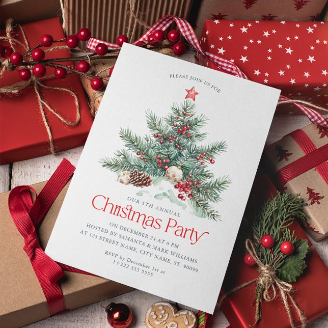 Festive Julgran Red Retro Typography Tack Kort (Skapare uppladdad)