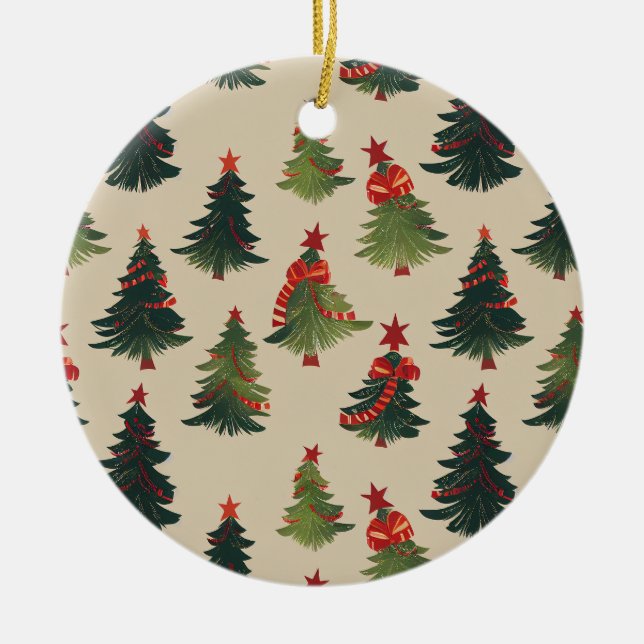 Festive Julgran Repating Mönster Julgransprydnad Keramik (Framsidan)