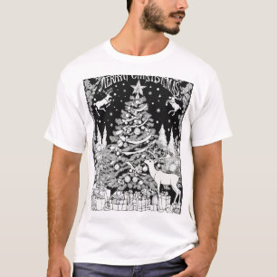 Festive Julgran Silhouette Black Design på T Shirt