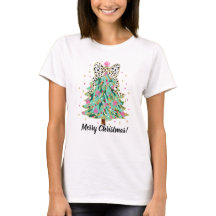 Festive Julgran T-Shirt med Coquette Bow