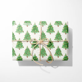 Festive Julgranar - Cream Background Presentpapper