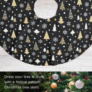 Festive Julgranar Snöflingor Black Julgransmatta Borstad Polyester
