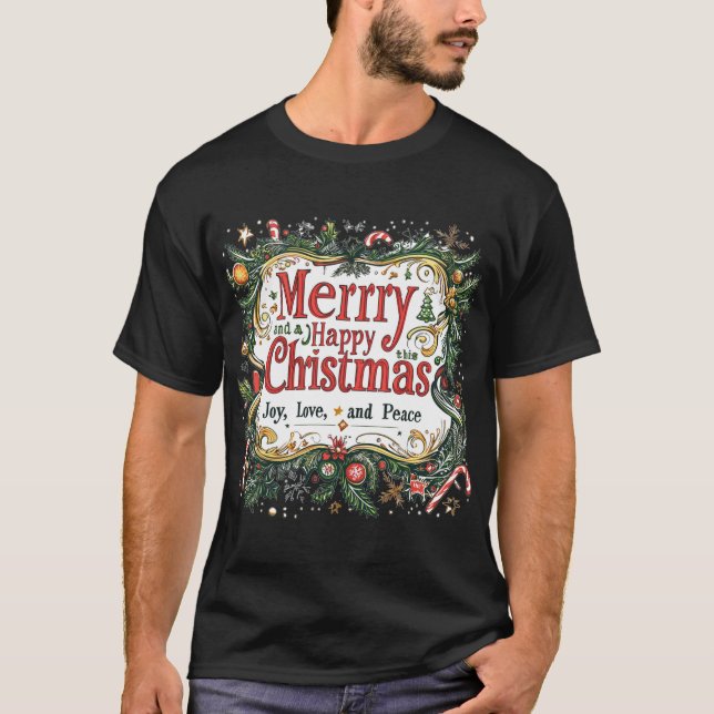 Festive julklapp design - Joy, Kärlek och T Shirt (Framsida)